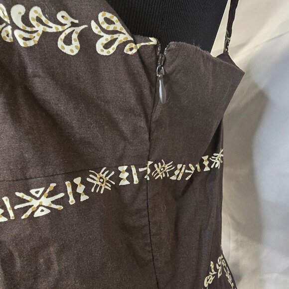 Sandra Darren Dress Size 16 Brown With White Pattern Zip Y2K - Picture 8 of 9